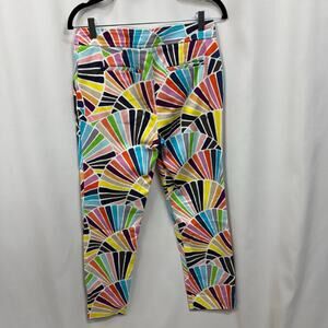 Trina Turk Cotton Blend Printed Colorful Pant Mid Rise Crop Cotton Blend NWT 2